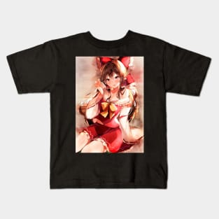 Hakurei Reimu Anime Watercolor Kids T-Shirt